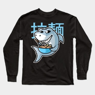 Shark Ramen Bowl Kawaii Neko Anime Japanese Noodles print Long Sleeve T-Shirt